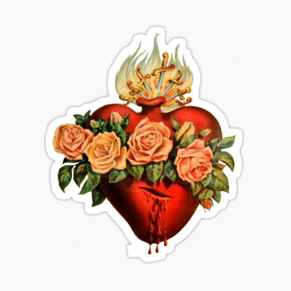 Catholic Immaculate Heart of Mary - White Sticker