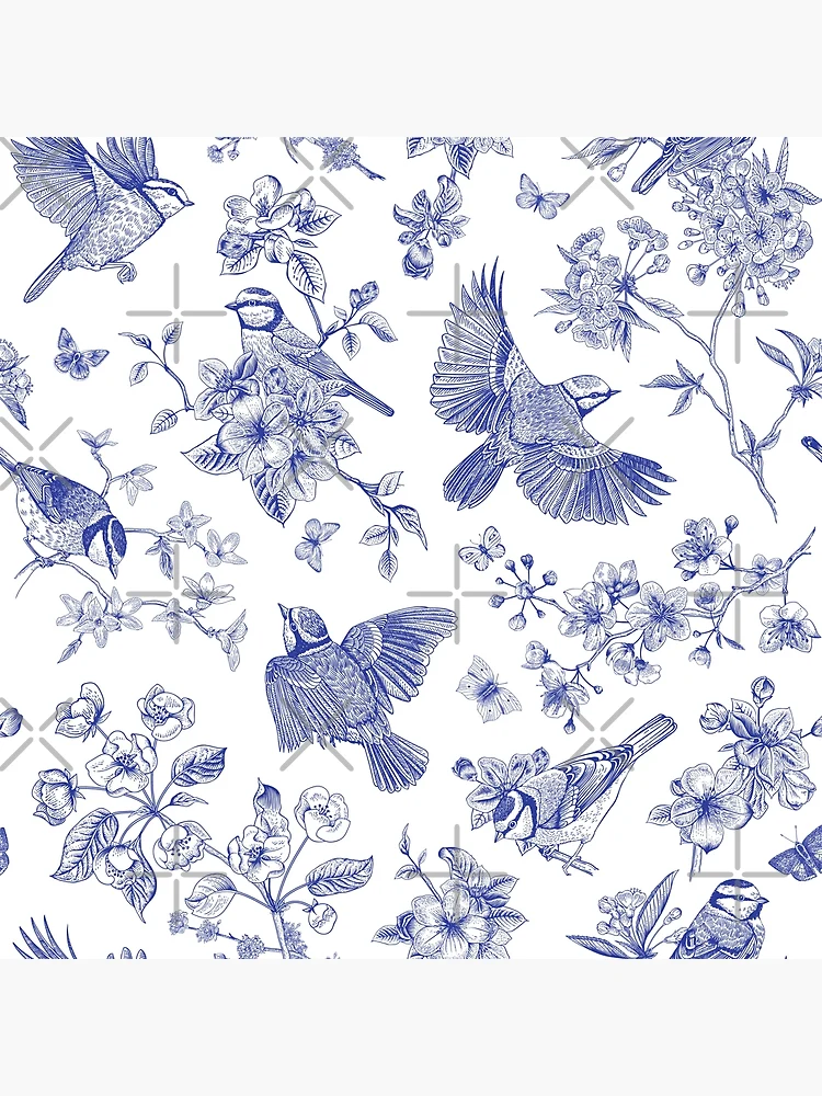  Blue Toile de Jouy Fabric - French Vintage Country