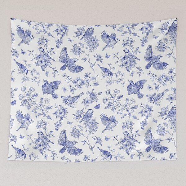Item preview, Vintage Blue Toile Birds French Country Pattern designed and sold by PUFFYP.