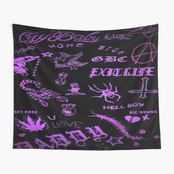 Lil Peep Pattern 2 x Neon Purple Lightning Tapestry