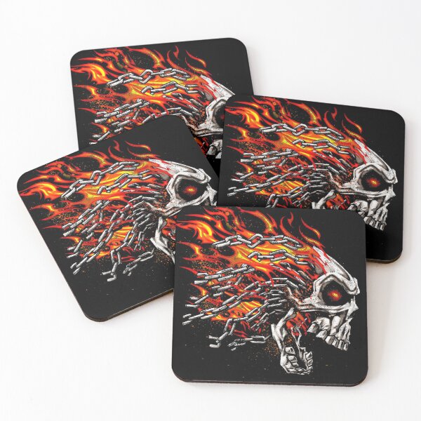 Item preview, Screaming Skull and Chains in Orange Flames designed and sold by CattleandCrow.