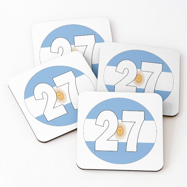 Item preview, Number 27 with Argentina flag on the background designed and sold by AllShirts21.