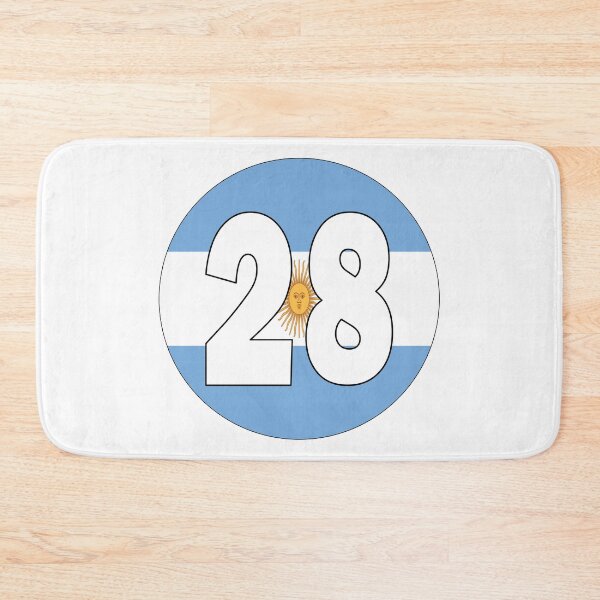 Item preview, Number 28 with Argentina flag on the background designed and sold by AllShirts21.