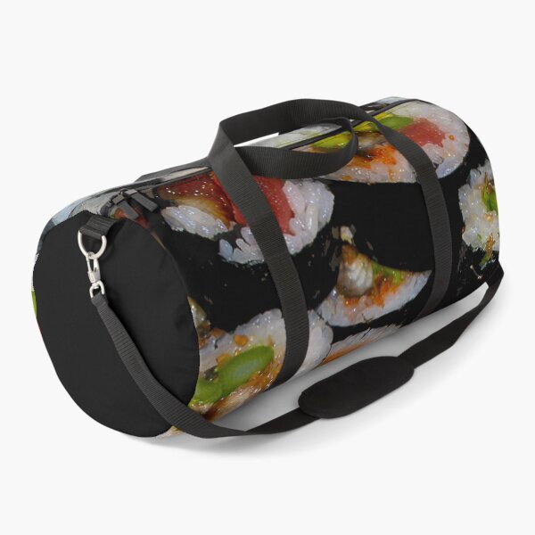Sushi Rolling 101 Making Sushi At Home Spicy Tuna and California Rolls with Soft Shelled Crab For Sushi Lovers and Sushi Chefs Duffle Bag