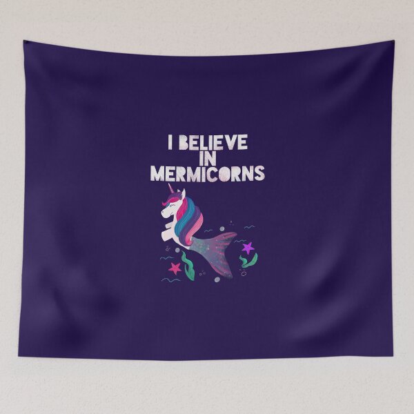 Item preview, I Believe in Mermicorns (purple) designed and sold by flockadoodle.
