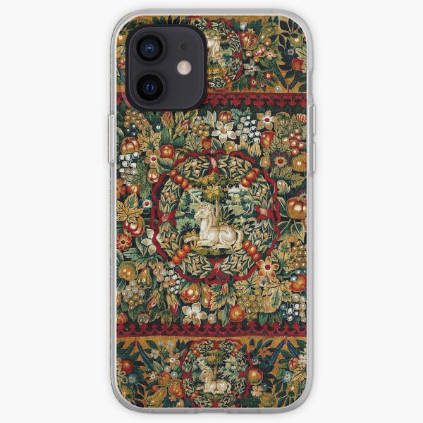 Medieval Unicorn Floral Tapestry iPhone Soft Case