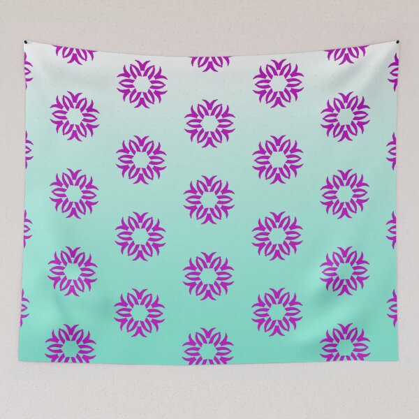 Item preview, Hot pink flowers on gradient aqua designed and sold by PetaJaneHome.