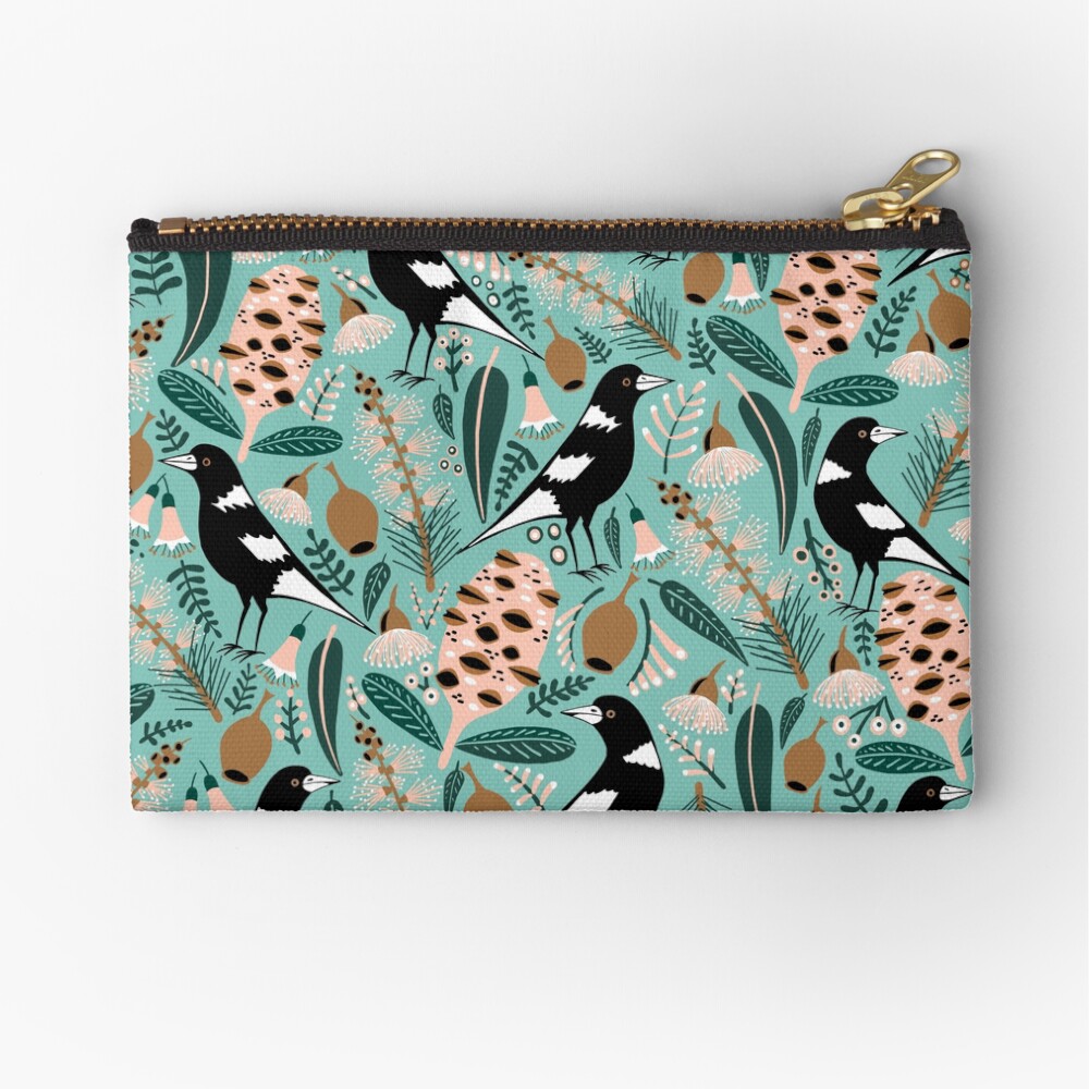 Australian bush magpies Zipper Pouch