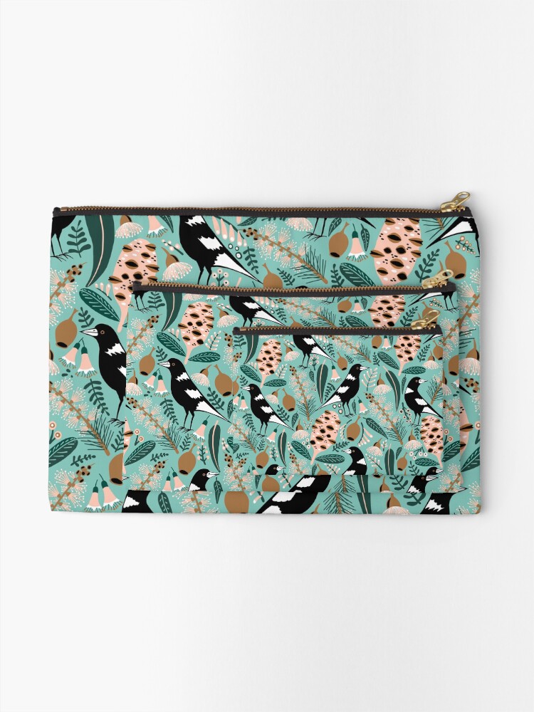 Alternate view of Australian bush magpies Zipper Pouch