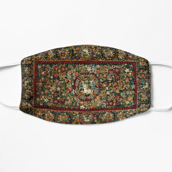 Medieval Unicorn Floral Tapestry Flat Mask