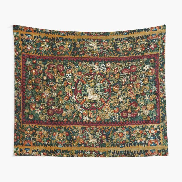 Item preview, Medieval Unicorn Floral Tapestry designed and sold by Epitome Girl.