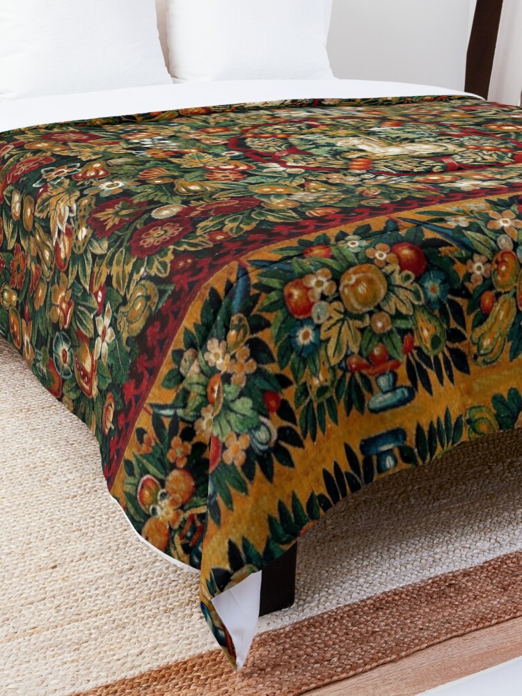 Alternate view of Medieval Unicorn Floral Tapestry Comforter