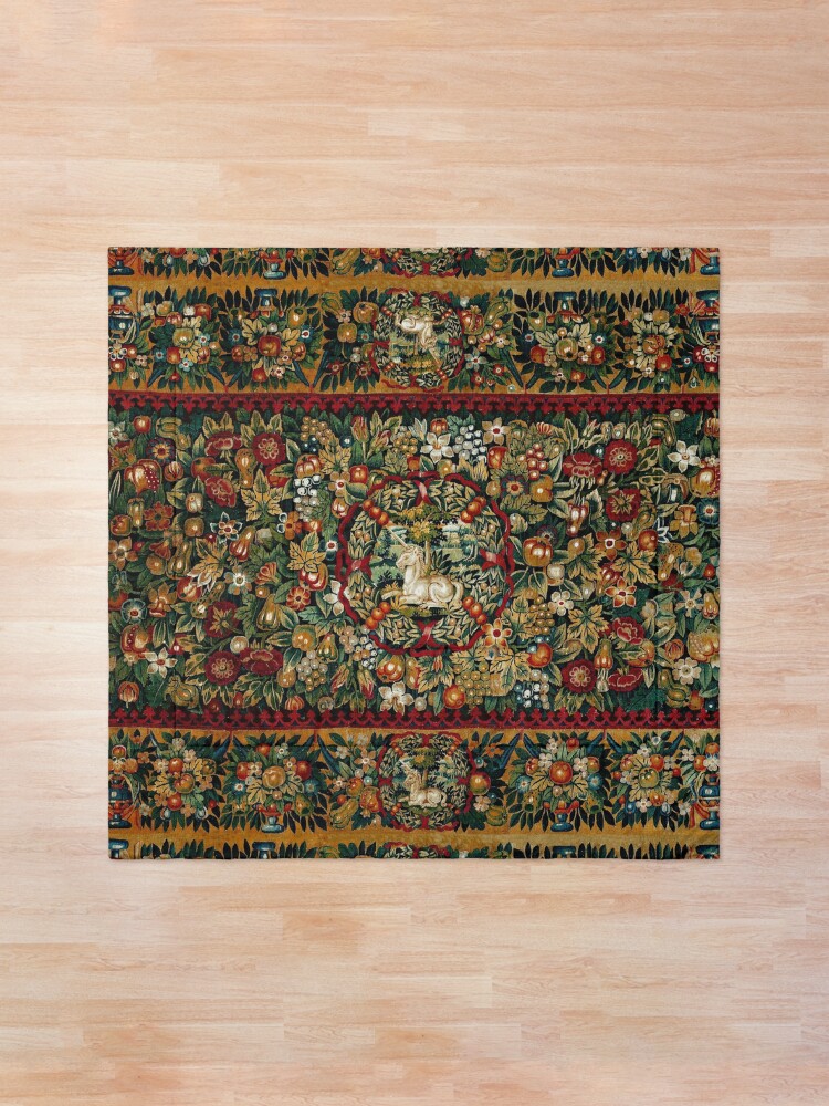 Alternate view of Medieval Unicorn Floral Tapestry Comforter