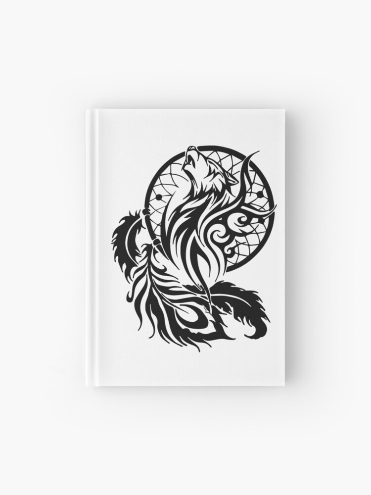 Wolf Dreamcatcher Tattoo  Tribal Design Hardcover Journal for Sale by  d1mology  Redbubble