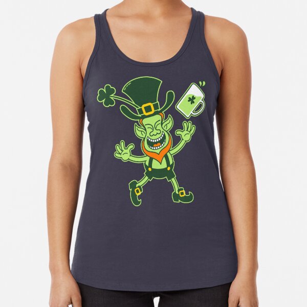 Euphoric Leprechaun Celebrating St Patrick's Day Racerback Tank Top