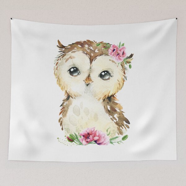 Item preview, Woodland Owl with Pink Floral Poppies designed and sold by Paulele.