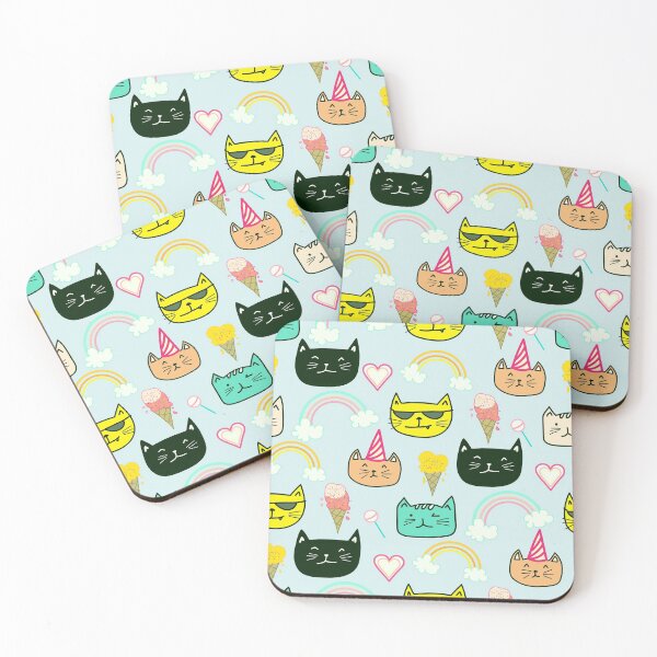 Item preview, Colorful Cat Ice Cream Rainbow Doodle Pattern designed and sold by designsnmore.