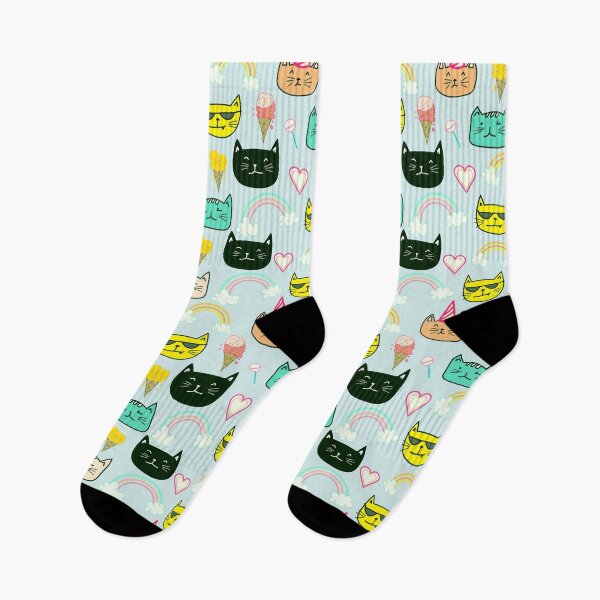 Item preview, Colorful Cat Ice Cream Rainbow Doodle Pattern designed and sold by designsnmore.