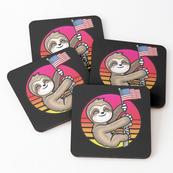Item preview, Kawaii Cute USA Patriotic Sloth Retro vintage designed and sold by pablomendoza.