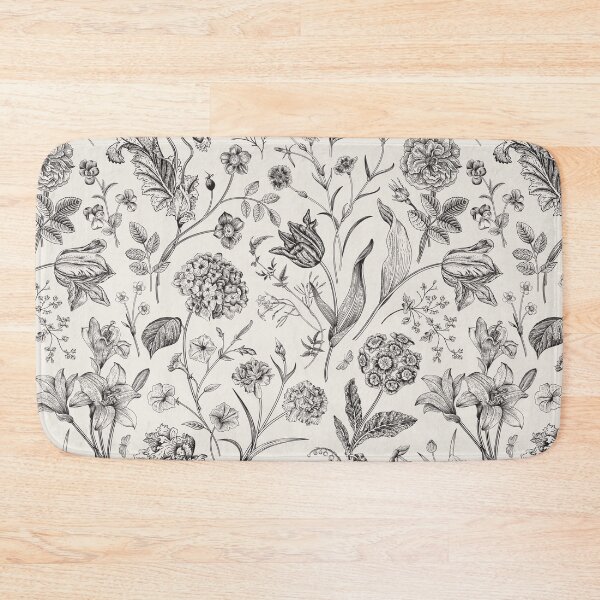 Item preview, Vintage Black Beige Toile Garden Floral Pattern designed and sold by PUFFYP.