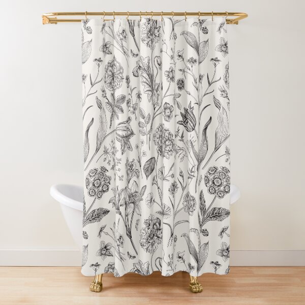 Aperçu de l'œuvre Motif floral de jardin en toile beige noir vintage créée et vendue par PUFFYP.
