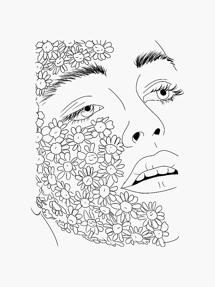 "Flower Face" Sticker for Sale by simplyaly Redbubble