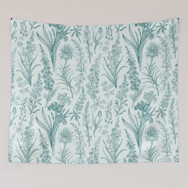 Item preview, Vintage Garden Mint Green Toile Floral Pattern designed and sold by PUFFYP.