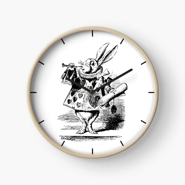 Alice in Wonderland, White Rabbit Checking his Watch, Vintage Alice,   Clock for Sale by EclecticAtHeART