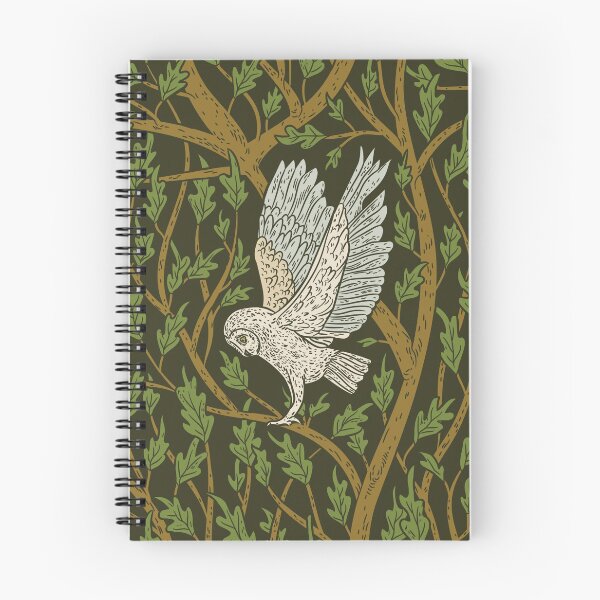 Item preview, Midnight Dark Snowy Owls Branches Gothic Pattern Brown Green designed and sold by PUFFYP.
