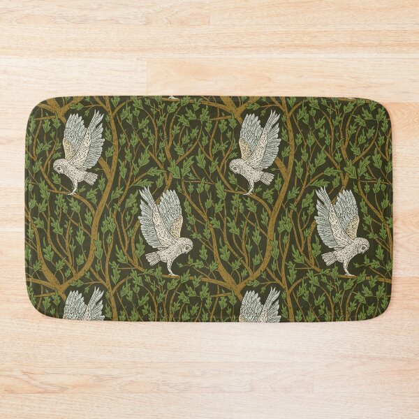 Item preview, Midnight Dark Snowy Owls Branches Gothic Pattern Brown Green designed and sold by PUFFYP.