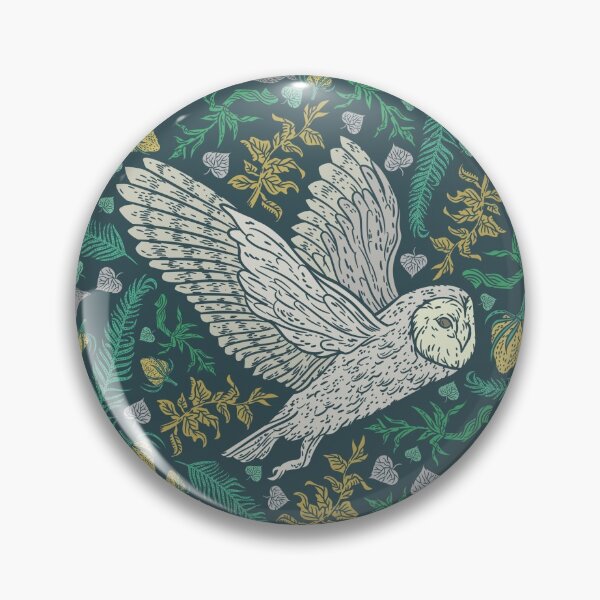 Item preview, Flying Gothic Snowy Owls and Bats with Green Gray Leaves designed and sold by PUFFYP.