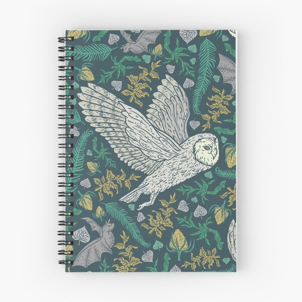Item preview, Flying Gothic Snowy Owls and Bats with Green Gray Leaves designed and sold by PUFFYP.