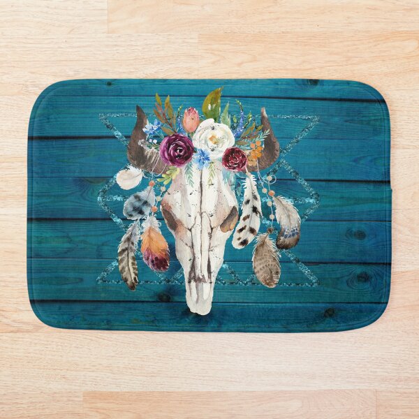 Artikelvorschau, Südwestliche rustikale Boho Glam Longhorn Schädel Federn entworfen und verkauft von Glimmersmith.