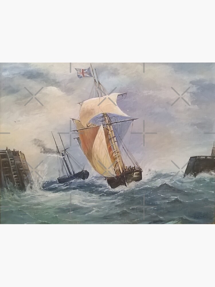 Seascape Print Of Original Oil Painting Of Naval Scene of Unknown Artist 1880s. by carlarmes