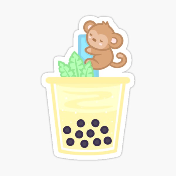 Monkey Boba Tea Sticker