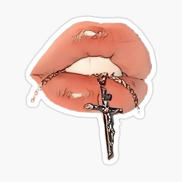Item preview, lips with cross designed and sold by cnsa-o8o7.