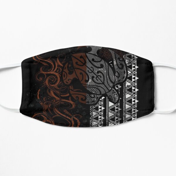 Polynesian Tribal Turtle Grunge Flat Mask