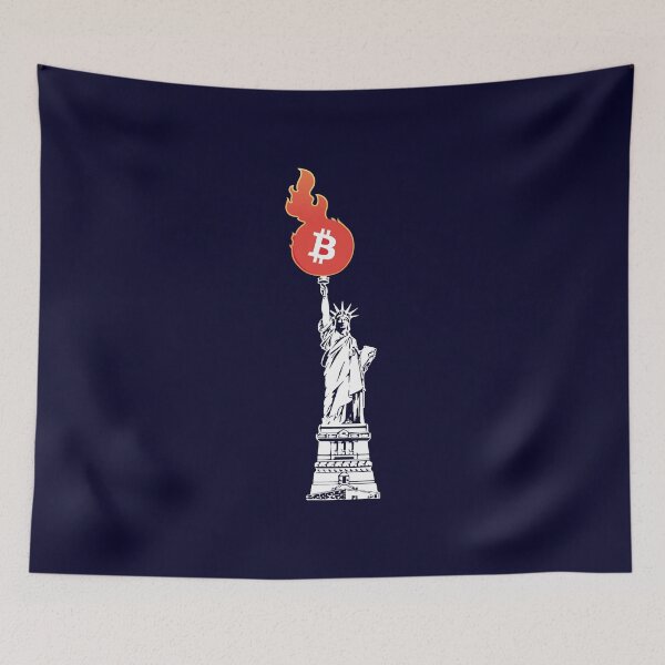 Item preview, t shirt bitcoin and the statue of Liberty Freedom illuminating the World navy blue designed and sold by sex-sansbol.