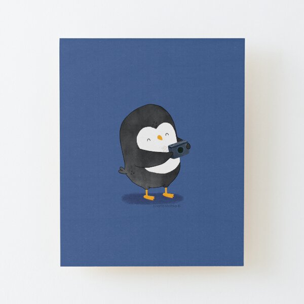 Photographer Penguin Wood Mounted Print