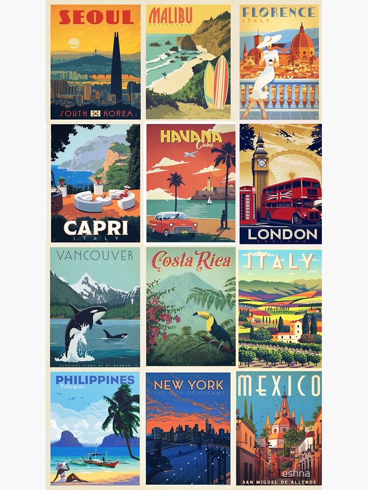 &ldquo;travel postcards aesthetic collage&rdquo; Sticker by eshna | Redbubble
