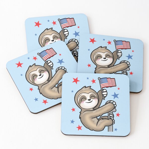 Item preview, USA Patriotic American Cute Sloth and Stars designed and sold by pablomendoza.