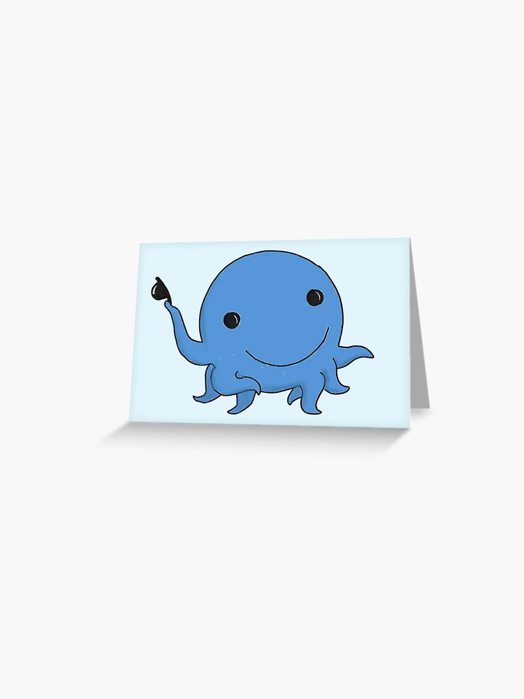 Wee Blue Coo Octopus Vintage Illustration Greeting Card With Envelope Inside Premium Quality - View #4
