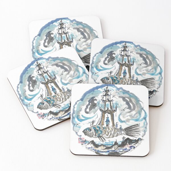Item preview, Round watercolor with a Fishtower designed and sold by fishtower.