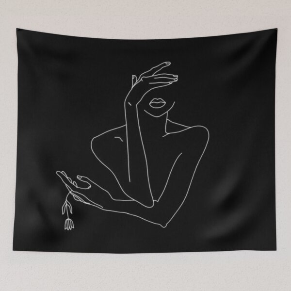 Item preview, Black mono line drawing Tapestry designed and sold by meghan butler.