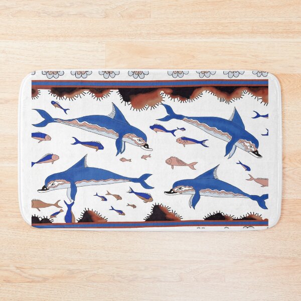 Minoan Dolphins Fresco Restoration Bath Mat