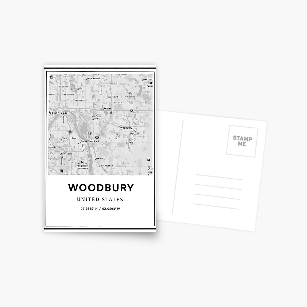 Woodbury Minnesota City Map And Coordinates Postcard For Sale By   Paperpc,750x,w,f8f8f8 Pad,1000x1000,f8f8f8 