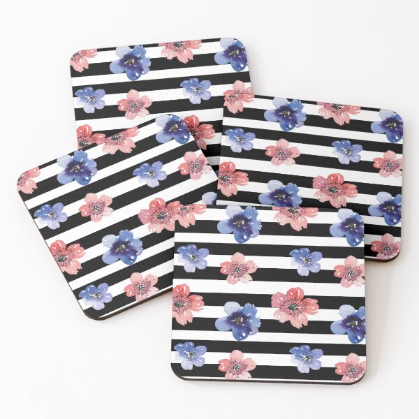 Item preview, Watercolor Anemone Flowers Black White Color Block designed and sold by kristinedesigns.