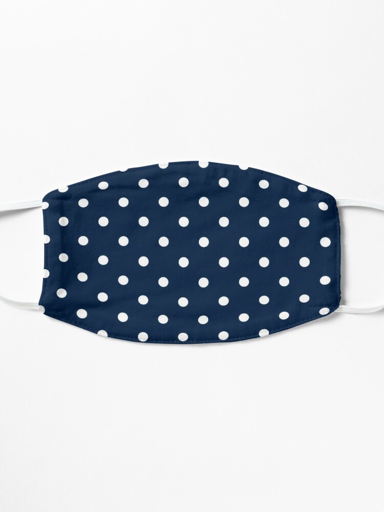 Alternate view of navy polka dots mask Mask