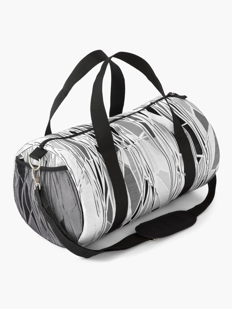 Alternate view of Abstract Black and White Lines Pattern Duffle Bag