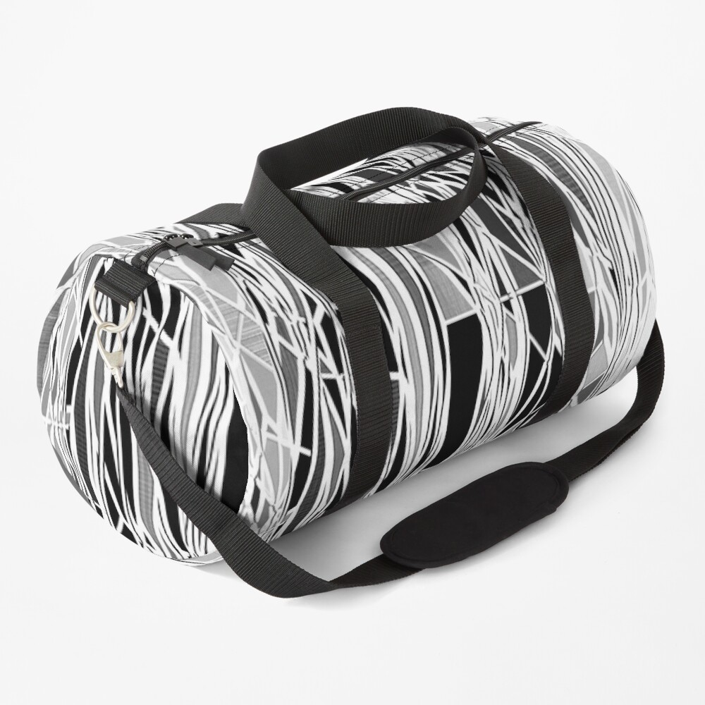 Abstract Black and White Lines Pattern Duffle Bag